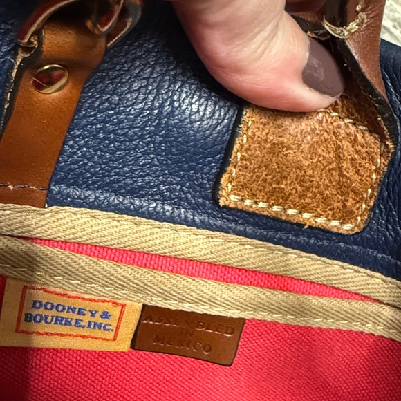 Dooney & Bourke Blue and Brown Leather Tote Bag - Picture 8 of 9